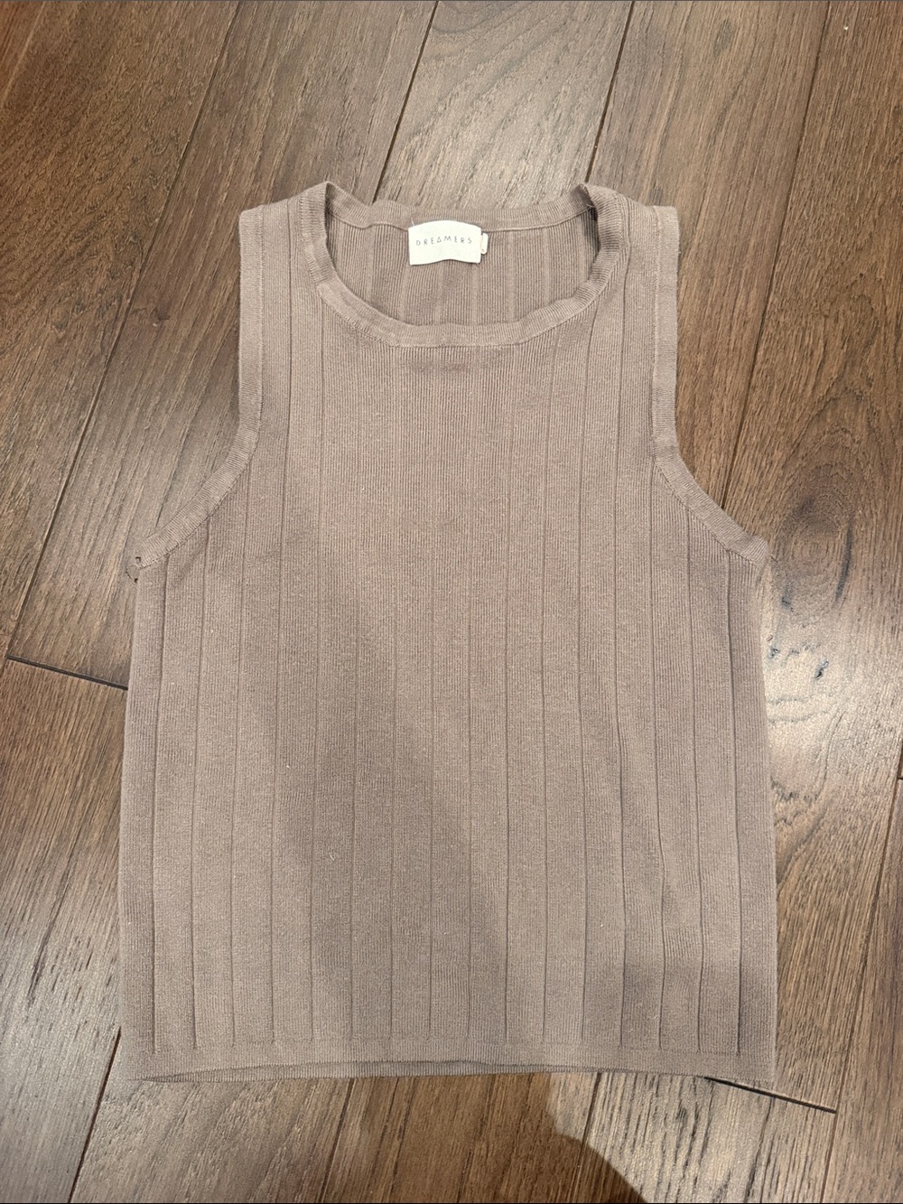 Dreamers Ribbed Sleeveless Tank - Taupe Size M/L - C27-175